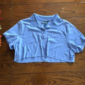 Karen Scott Self-Cropped Periwinkle Shirt